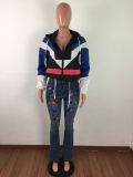 Casual Patchwork Hooded Sportswear Zipper Coat LA-3127