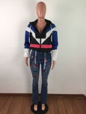 Casual Patchwork Hooded Sportswear Zipper Coat LA-3127