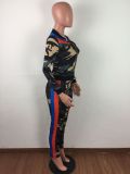 Camouflage Print Patchwork Casual Two Piece Sets LA-3135