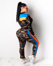 Camouflage Print Patchwork Casual Two Piece Sets LA-3135