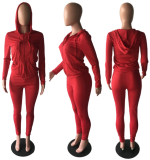 Casual Hooded Zipper Long Sleeve 2 Piece Suits BS-1113