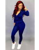 Casual Hooded Zipper Long Sleeve 2 Piece Suits BS-1113