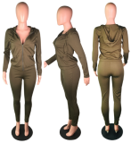 Casual Hooded Zipper Long Sleeve 2 Piece Suits BS-1113