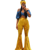 Solid High Waist Velvet Long Flared Pants BN-9204