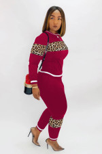 Leoaprd Print Long Sleeve Casual Two Piece Outfits CM-611