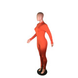 Solid Color Long Sleeve Zipper Bodycon Jumpsuits BS-1130