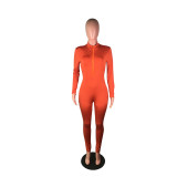 Solid Color Long Sleeve Zipper Bodycon Jumpsuits BS-1130