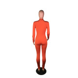 Solid Color Long Sleeve Zipper Bodycon Jumpsuits BS-1130