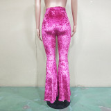 Solid High Waist Velvet Long Flared Pants BN-9204