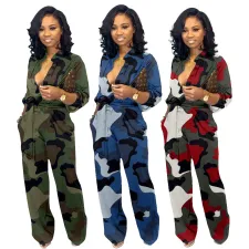 Plus Size Camouflage Print Wide Leg Jumpsuit LDS-3181