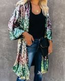 Casual Seuqined Flare Sleeve Long Coats TR-981