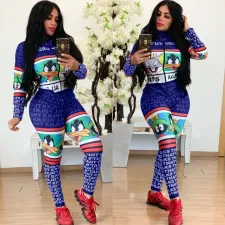 Casual Printed Long Sleeve Skinny Jumpsuits HM-6161