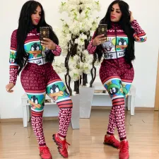 Casual Printed Long Sleeve Skinny Jumpsuits HM-6161