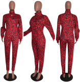Autumn-winter Women Leopard Printed Two Pieces Sets MEM-8238