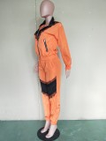 Casual Tracksuit Lace Patchwork Zipper Two Piece Suits BN-9207