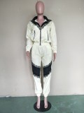 Casual Tracksuit Lace Patchwork Zipper Two Piece Suits BN-9207