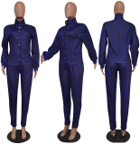 Autumn-winter Women Leopard Printed Two Pieces Sets MEM-8238