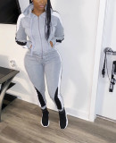 Plus Size Casual Hooded Zipper Two Piece Sets BLX-7340
