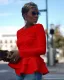 Solid Ruffles Hem Long Sleeve Peplum Tops FNN-8305
