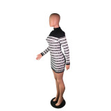 Casual Letter Print Long Sleeve Mini Dresses BS-1140