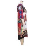 Trendy Pritned Hooded Long Cardigan Coats SMR-9467