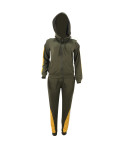 Plus Size Casual Hooded Zipper Two Piece Sets BLX-7340