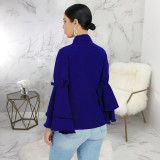 Trendy Ruffles Sleeve Turndown Collar Blouse Shirt SMR-9455