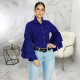 Trendy Ruffles Sleeve Turndown Collar Blouse Shirt SMR-9455