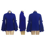 Trendy Ruffles Sleeve Turndown Collar Blouse Shirt SMR-9455