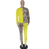 Leopard Print Patchwork Casual Two Piece Sets BN-9211