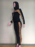 Leopard Print Patchwork Hooded Two Piece Sets ORY-5141