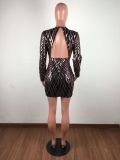 Sexy Sequin Deep V Neck Backless Mini Dresses LX-8925
