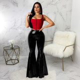 Sexy PU Leather Long Boot Cut Pants SMR-9538