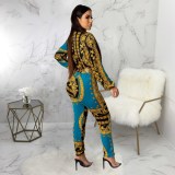 Vintage Print Long Sleeve One Piece Jumpsuits SMR-9485