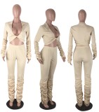 Sexy Deep V Crop Top And Pants Two Piece Sets QY-5152