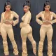 Sexy Deep V Crop Top And Pants Two Piece Sets QY-5152