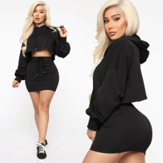 Casual Hooded Long Sleeve Mini Skirt 2 Piece Sets ASL-6221