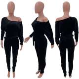 Sexy Velvet Batwing Sleeves Sashes Jumpsuits CH-8089