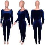 Sexy Velvet Batwing Sleeves Sashes Jumpsuits CH-8089