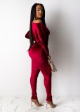 Sexy Velvet Batwing Sleeves Sashes Jumpsuits CH-8089