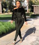 Sexy Velvet Batwing Sleeves Sashes Jumpsuits CH-8089