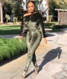 Sexy Velvet Batwing Sleeves Sashes Jumpsuits CH-8089