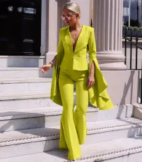 Plus Size Blazer Coat Flare Pants 2 Piece Suits LSL-8021