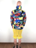 Plus Size Camo Print Zipper Winter Parka Down Jacket OSM-4548