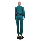 Solid Long Sleeve Casual Sporty Two Piece Sets TR-991
