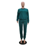 Solid Long Sleeve Casual Sporty Two Piece Sets TR-991