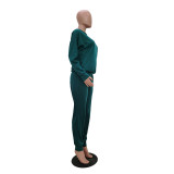 Solid Long Sleeve Casual Sporty Two Piece Sets TR-991