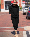 Solid Long Sleeve Casual Sporty Two Piece Sets TR-991