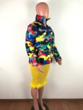 Plus Size Camo Print Zipper Winter Parka Down Jacket OSM-4548
