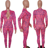 Sexy Printed Long Sleeves Skinny Jumpsuits TK-6057